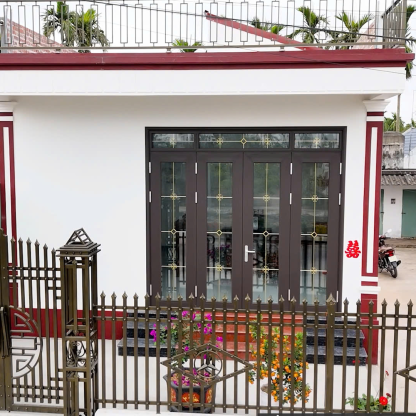 Lắp đặt bộ cửa nhôm Owin 4 cánh cao cấp nhà Bác Nghiêm ở Hải Hậu, Nam Định