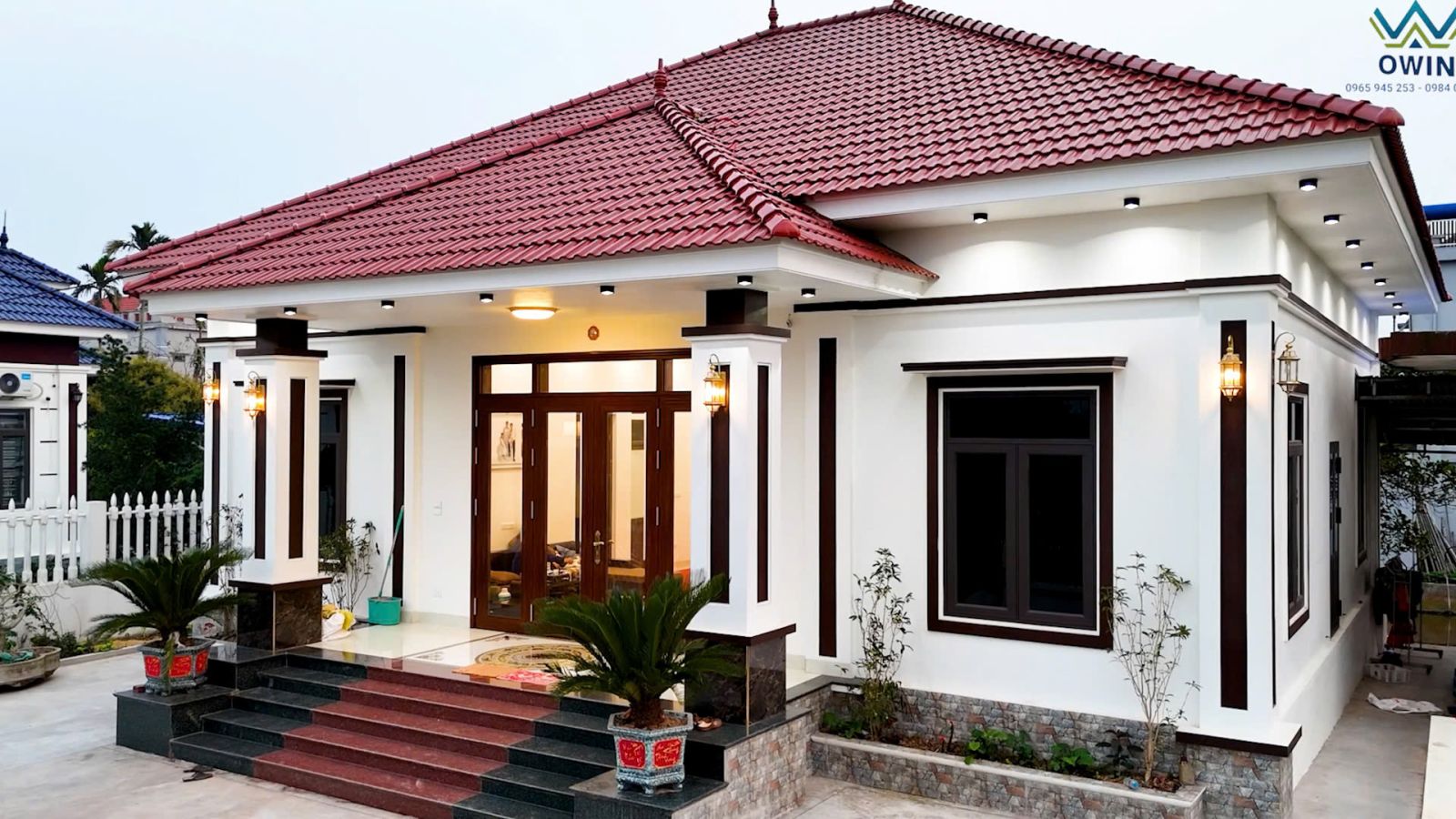 Thi công cửa nhôm kính cao cấp mái Nhật 1 tầng tại Nam Định