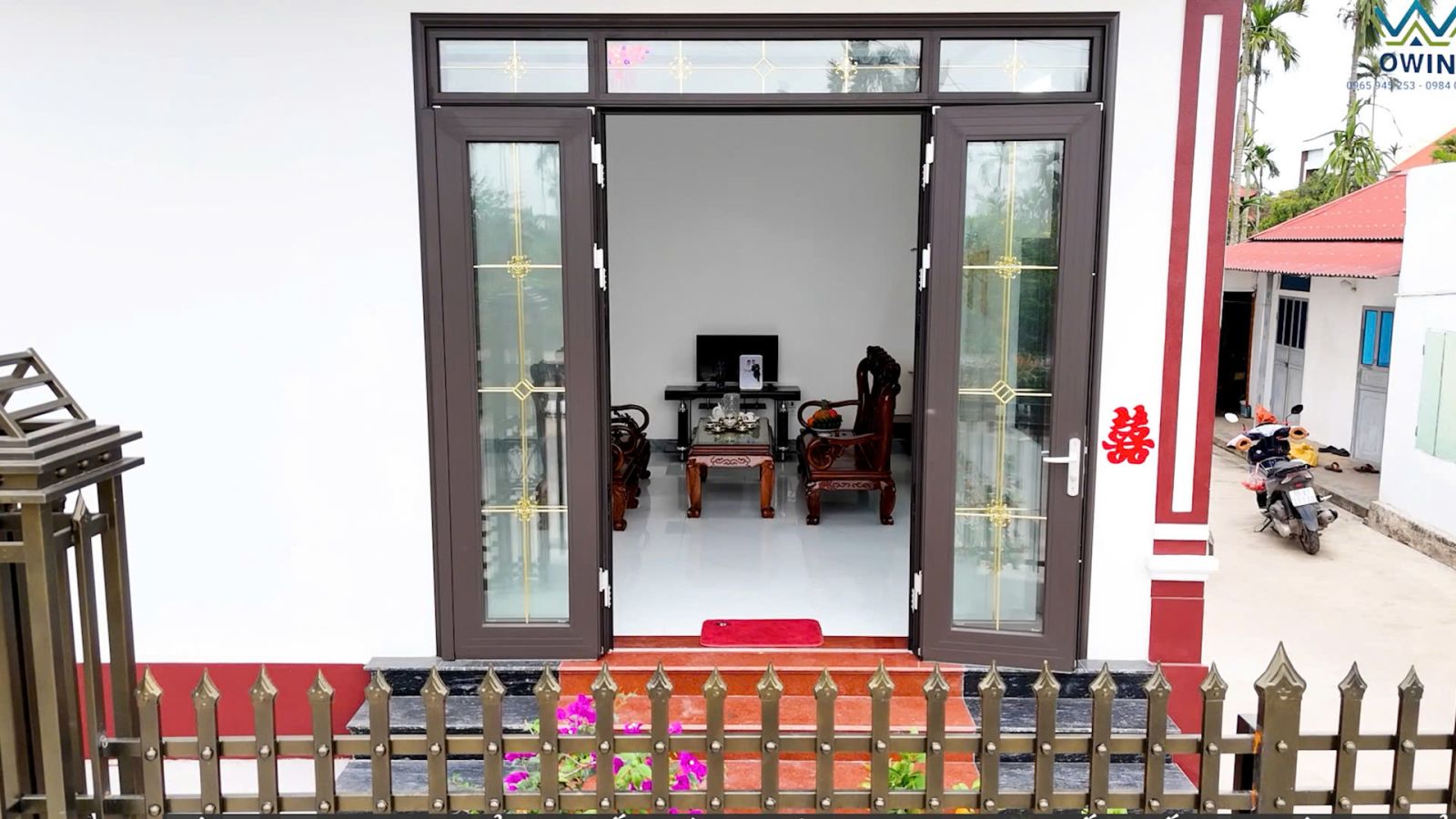 Lắp đặt bộ cửa nhôm Owin 4 cánh cao cấp ở Hải Hậu, Nam Định