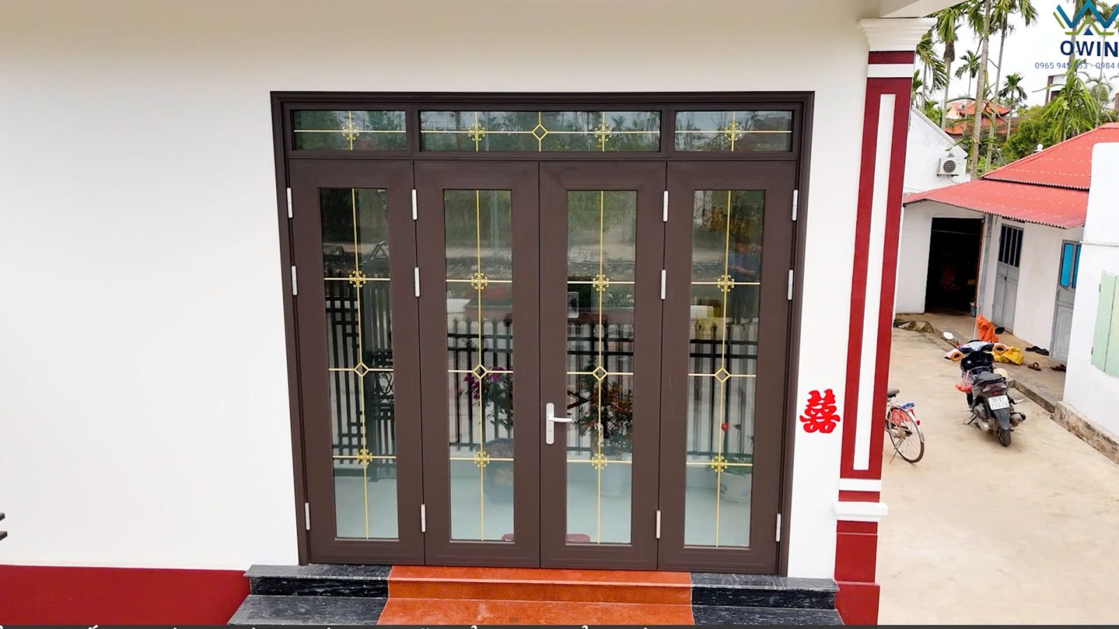 Lắp đặt bộ cửa nhôm Owin 4 cánh cao cấp ở Hải Hậu, Nam Định